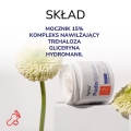 Składniki aktywne maski nawilżającej Lynia PodoSphere: 15% mocznika, trehaloza, hydromanil, masło shea, olej avocado