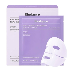 BIODANCE  Rejuvenating Caviar PDRN Real Deep Mask Zestaw Kolagenowych Maseczek do Twarzy z PDRN 4szt/34g